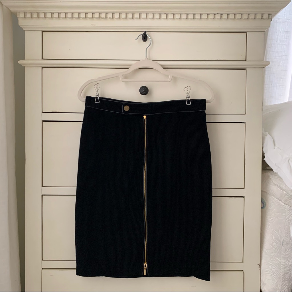 Ralph Lauren Black Suede Zipper Skirt